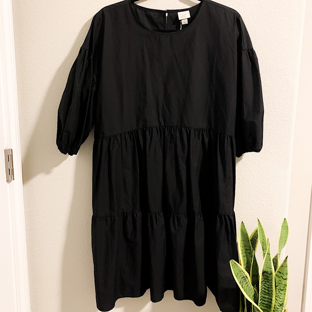 A New Day Black Peasant Dress